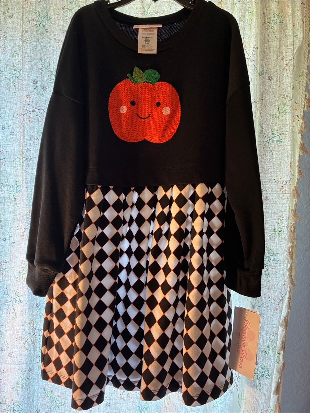 NWT Bonnie Jean Pumpkin Black & White Kids Halloween Fall Dress 6X